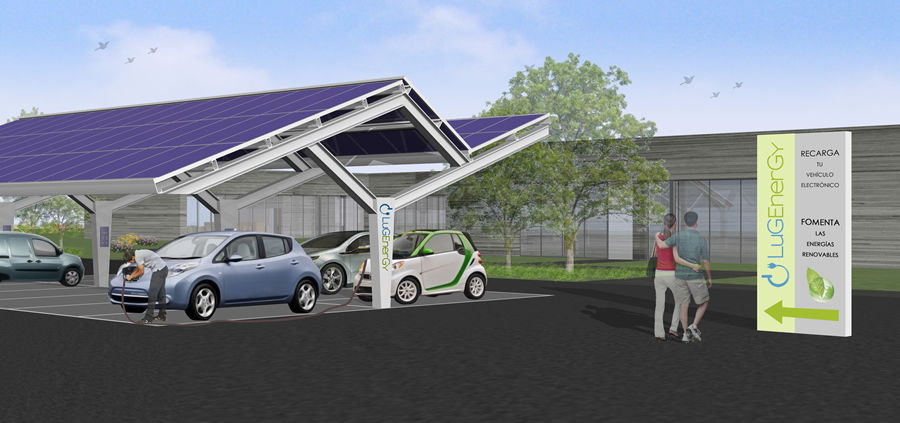 Posto de carregamento energia solar