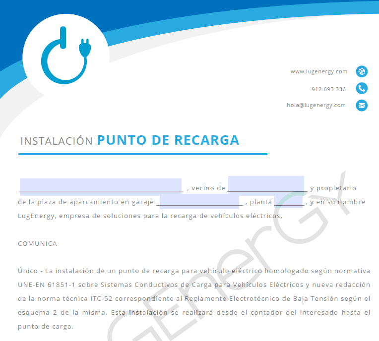 comuniación para instalación garajes propiedad horizontal