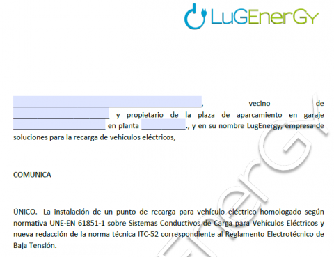 comuniación para instalación garajes propiedad horizontal