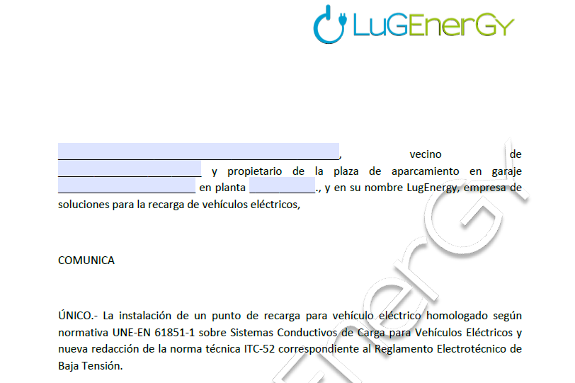 comuniación para instalación garajes propiedad horizontal