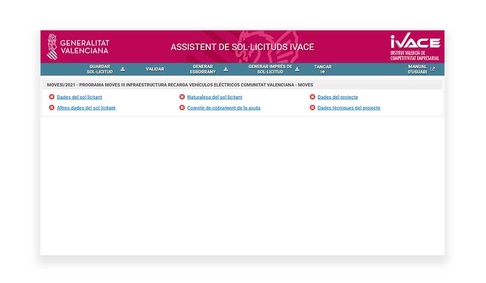 Datos a rellenar del Plan Moves III Valencia